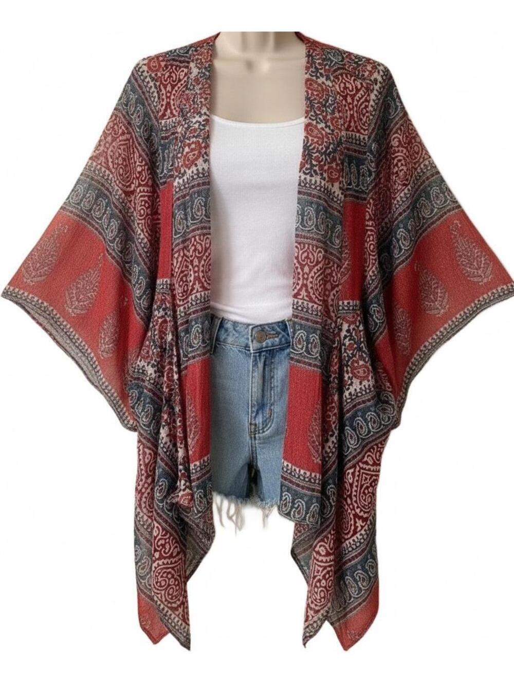 Abercrombie & Fitch Paisley Kimono One Size Boho Duster Swim Cover Up